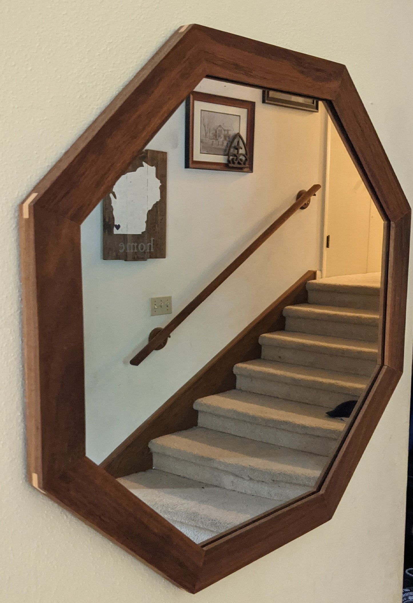 Dining room table, night stand, custom mirror, etc