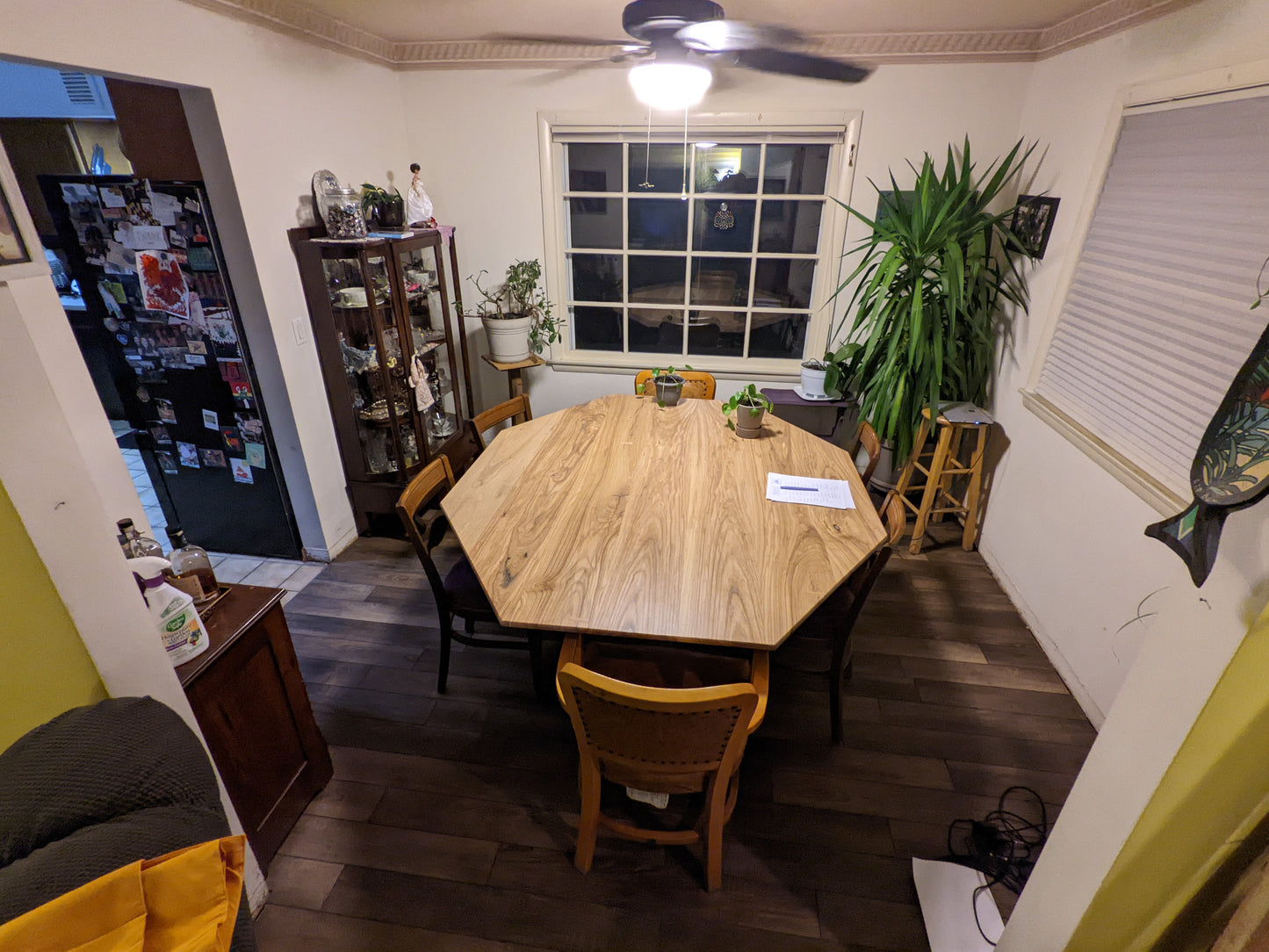 Dining room table, night stand, custom mirror, etc