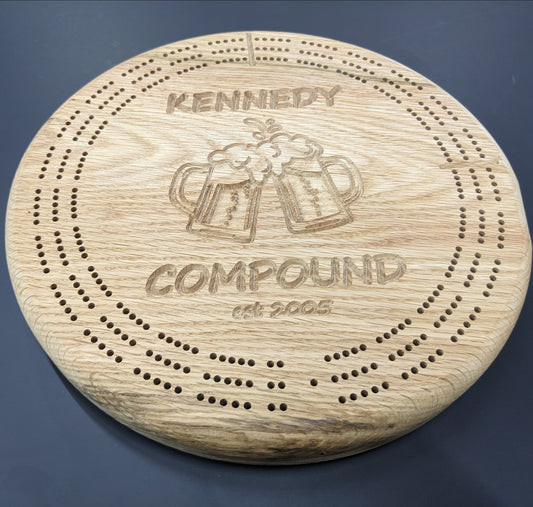 Circular Cribbage Board with Custom Art