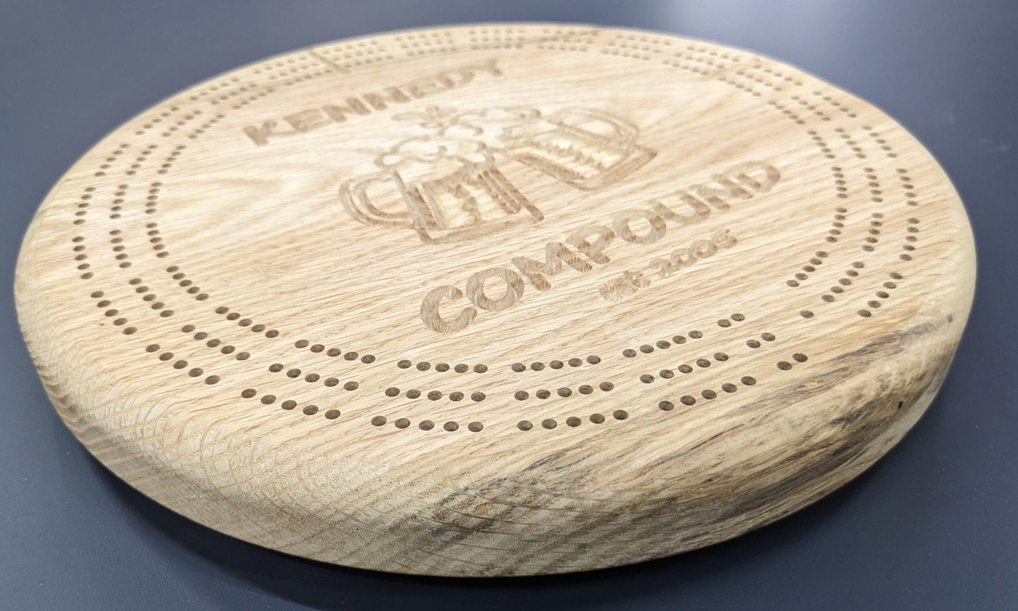 Circular Cribbage Board with Custom Art